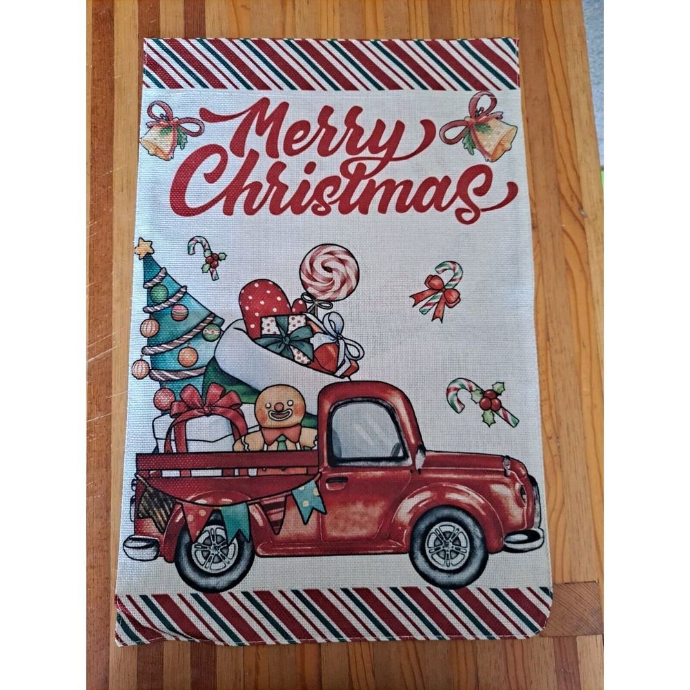 NEW Home & Garden 1pc‎ Double Sided Merry Christmas With Truck Garden Flag 12x18